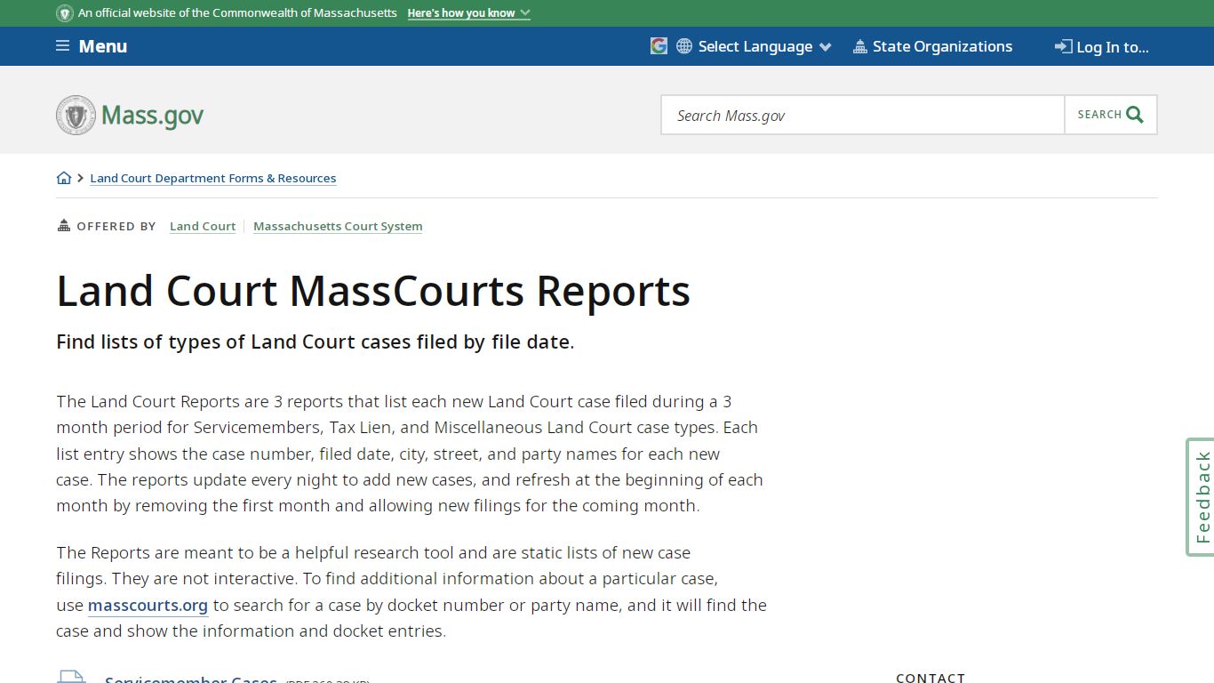 Land Court MassCourts Reports | Mass.gov